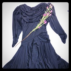 Vintage 80s Filigree Black Formal Dress Size 14